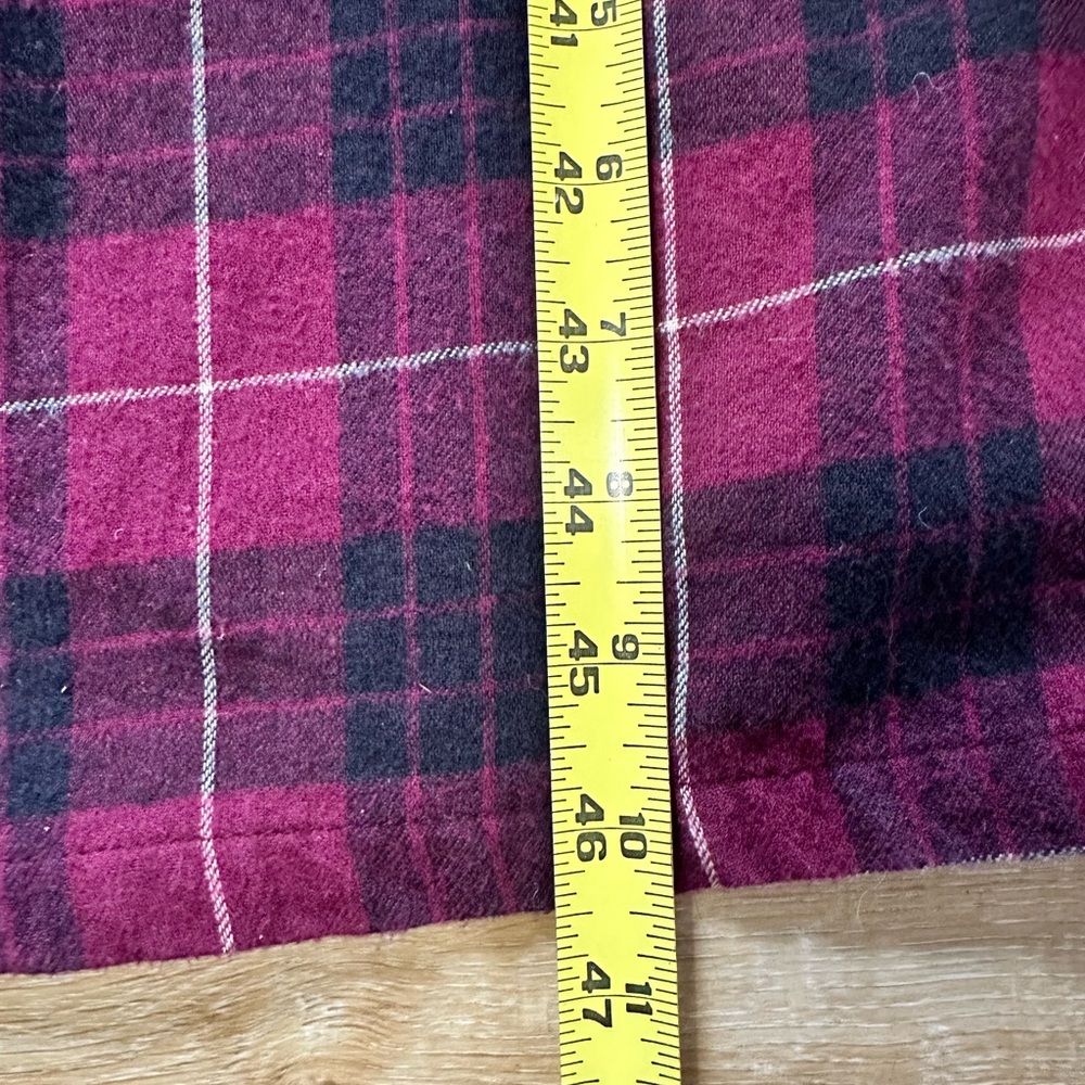 Vtg L.L.Bean Men's Scotch Plaid Flannel Robe Maroon Blue Tartan Cotton Size L - Picture 3 of 8